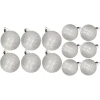 Cosy & Trendy Kerstversiering Set Glitter Kerstballen Zilver 6 - 8 Cm - Pakket Van 30x Stuks - Kerstbal