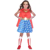 Amscan Wonder Woman Kostuum Meisjes - Classic - Verkleedkleren Meisjes - Rood/Blauw - Maat 152