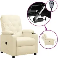 vidaXL Fauteuil elektrisch verstelbaar kunstleer crèmekleurig