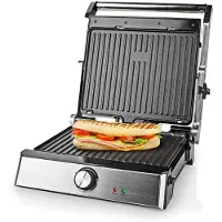 Nedis Contact Grill | 2000 W | 29 x 23 cm | Regelbare temperatuur | Kunststof / Roestvrij Staal