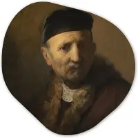 MuchoWow Organische wanddecoratie 90x90 cm - Organisch schilderij Tronie van een oude man - Rembrandt van Rijn - Muurdecoratie woonkamer - Kamer decoratie - Schilderijen - Muurcirkel aesthetic