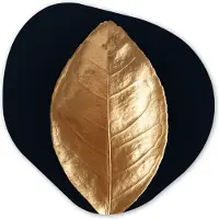 MuchoWow Organische wanddecoratie 60x60 cm - Organisch schilderij Bladeren - Luxe - Goud - Muurdecoratie woonkamer - Kamer decoratie - Schilderijen - Muurcirkel aesthetic