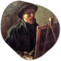 MuchoWow Organische wanddecoratie 60x60 cm - Organisch schilderij Zelfportret als schilder - Vincent van Gogh - Muurdecoratie woonkamer - Kamer decoratie - Schilderijen - Muurcirkel aesthetic