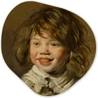 MuchoWow Organische wanddecoratie 60x60 cm - Organisch schilderij Lachende jongen - Schilderij van Frans Hals - Muurdecoratie woonkamer - Kamer decoratie - Schilderijen - Muurcirkel aesthetic