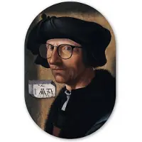 MuchoWow Muurovaal 60x90 cm - Ovale wanddecoratie Zelfportret - Jacob Cornelisz van Oostsanen - Bril - Ovalen schilderij - Muurdecoratie woonkamer - Kamer decoratie - Schilderijen - Wandcirkel