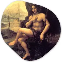 MuchoWow Organische wanddecoratie 40x40 cm - Organisch schilderij St John in the wilderness - Leonardo da Vinci - Muurdecoratie woonkamer - Kamer decoratie - Schilderijen - Muurcirkel aesthetic