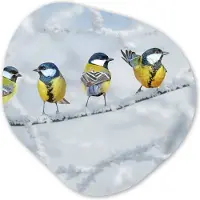 MuchoWow Organische wanddecoratie 40x40 cm - Organisch schilderij Vogel - Koolmees - Winter - Sneeuw - Takken - Muurdecoratie woonkamer - Kamer decoratie - Schilderijen - Muurcirkel aesthetic
