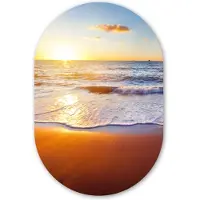 MuchoWow Muurovaal 40x60 cm - Ovale wanddecoratie Strand - Zee - Zon - Horizon - Ovalen schilderij - Muurdecoratie woonkamer - Kamer decoratie - Schilderijen - Wandcirkel