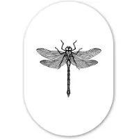 MuchoWow Muurovaal 40x60 cm - Ovale wanddecoratie Libelle - Insecten - Retro - Zwart wit - Ovalen schilderij - Muurdecoratie woonkamer - Kamer decoratie - Schilderijen - Wandcirkel