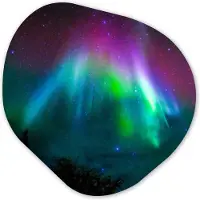 MuchoWow Organische wanddecoratie 90x90 cm - Organisch schilderij Noorderlicht - Sterrenhemel - Kleuren - Muurdecoratie woonkamer - Kamer decoratie - Schilderijen - Muurcirkel aesthetic