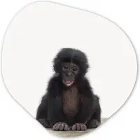 MuchoWow Organische wanddecoratie 90x90 cm - Organisch schilderij Kind - Aap - Chimpansee - Baby dieren - Jongens - Meiden - Muurdecoratie woonkamer - Kamer decoratie - Schilderijen - Muurcirkel aesthetic