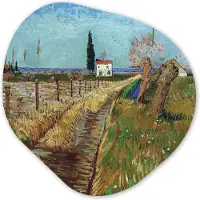 MuchoWow Organische wanddecoratie 40x40 cm - Organisch schilderij Pad door een veld met wilgen - Vincent van Gogh - Muurdecoratie woonkamer - Kamer decoratie - Schilderijen - Muurcirkel aesthetic