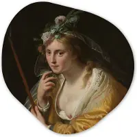 MuchoWow Organische wanddecoratie 40x40 cm - Organisch schilderij Een herderin - Schilderij van Paulus Moreelse - Muurdecoratie woonkamer - Kamer decoratie - Schilderijen - Muurcirkel aesthetic