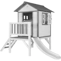 Axi Speelhuis Beach Lodge XL Wit met witte glijbaan Speelhuis op palen met veranda gemaakt van FSC hout