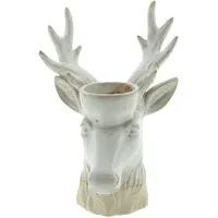 Clayre & Eef Theelichthouder Rendier 18 cm Beige Bruin Porselein Waxinelichthouder Beige Waxinelichthouder