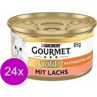 Gourmet 24x Gold - Hartig Torentje Zalm - Kattenvoer - 85g