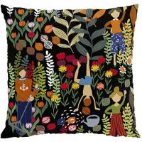 Arvidssons textil Trädgård kussenhoes 47x47 cm Zwart-multi