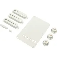 Fender Strat Accessoire Kit - Wit (Pot Knoppen, Schakeltip, Achterplaat, Pickup Covers)