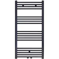 SanitairZone Belrad Handdoekradiator Middenaansluiting 1100x600mm 558 Watt Geborsteld Mat Zwart