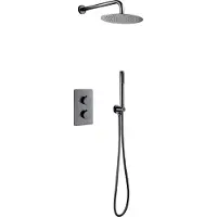Aloni Bws inbouw regendouche | colorato | 25 cm stortdouche met handdouche | muuruitloop | gunmetal | set