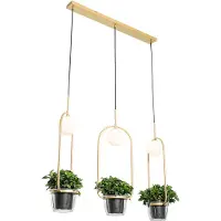 QAZQA Art deco hanglamp goud met wit glas 3-lichts - Isabella