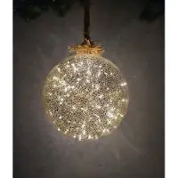 Luca Lighting Luca Ligting Hangende glazen kerstbal goud op batterijen L80 x D25cm
