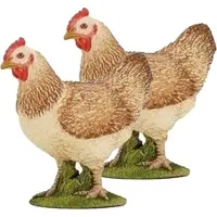 Papo boerderijdier kip - 3x - plastic - 14.5 cm - speelgoed figuur