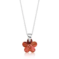 Montebello Ketting Flower BZ93 - 925 Zilver Gerhod. - Swarovski - Ø12mm - 45cm