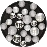 Cosy & Trendy Kerstversiering set kerstballen zilver 6 - 8 cm - pakket van 36x stuks - Kerstbal