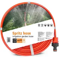 Bradas Spritz Hose sproeierslang – 7,5 m – 13 mm (1/2") – Microperforatie – Inclusief koppelingen – Oranje – Platliggend ontwerp