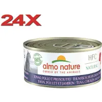 Almo Nature 24x HFC - Kattenvoer Natvoer Blik - Natural - Tonijn & Kip & Ham - 150g
