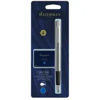 Waterman Allure-vulpen | Chroom | Fijne penpunt | Inclusief 6 korte blauwe inktpatronen
