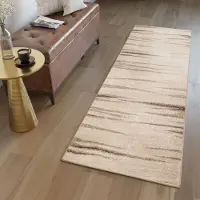 Tapiso Sari Tapijt Loper Beige Modern Woonkamer Gang Vloerkleed Maat- 80x150