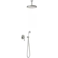 Tres Clasic inbouw regendouche 31cm met handdouche plafondmontage geborsteld staal