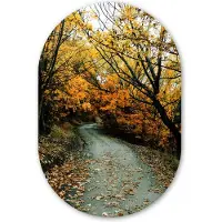 MuchoWow Muurovaal 40x60 cm - Ovale wanddecoratie Bladeren - Herfst - Bos - Ovalen schilderij - Muurdecoratie woonkamer - Kamer decoratie - Schilderijen - Wandcirkel