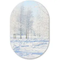 MuchoWow Muurovaal 80x120 cm - Ovale wanddecoratie Sneeuw - Bomen - Winter - Ovalen schilderij - Muurdecoratie woonkamer - Kamer decoratie - Schilderijen - Wandcirkel - Kerstdecoratie in huis - Kerstmis