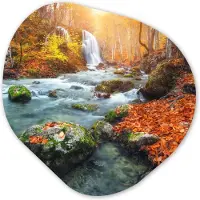 MuchoWow Organische wanddecoratie 40x40 cm - Organisch schilderij Natuur - Zon - Herfst - Muurdecoratie woonkamer - Kamer decoratie - Schilderijen - Muurcirkel aesthetic
