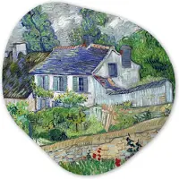 MuchoWow Organische wanddecoratie 90x90 cm - Organisch schilderij Huis in Auvers - Vincent van Gogh - Muurdecoratie woonkamer - Kamer decoratie - Schilderijen - Muurcirkel aesthetic