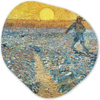 MuchoWow Organische wanddecoratie 60x60 cm - Organisch schilderij De zaaier - Vincent van Gogh - Muurdecoratie woonkamer - Kamer decoratie - Schilderijen - Muurcirkel aesthetic