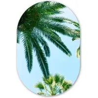 MuchoWow Muurovaal 40x60 cm - Ovale wanddecoratie Palmbladeren - Lucht - Zomer - Tropisch - Ovalen schilderij - Muurdecoratie woonkamer - Kamer decoratie - Schilderijen - Wandcirkel