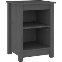vidaXL Nachtkastje 40x35x55 cm massief grenenhout grijs