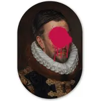 MuchoWow Muurovaal 60x90 cm - Ovale wanddecoratie Willem van Oranje - Adriaen Thomasz - Roze - Ovalen schilderij - Muurdecoratie woonkamer - Kamer decoratie - Schilderijen - Wandcirkel