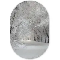 MuchoWow Muurovaal 40x60 cm - Ovale wanddecoratie Bomen - Sneeuw - Winter - Ovalen schilderij - Muurdecoratie woonkamer - Kamer decoratie - Schilderijen - Wandcirkel - Kerstdecoratie in huis - Kerstmis