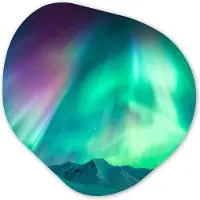 MuchoWow Organische wanddecoratie 60x60 cm - Organisch schilderij Noorderlicht - Berg - Nacht - Muurdecoratie woonkamer - Kamer decoratie - Schilderijen - Muurcirkel aesthetic