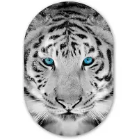 MuchoWow Muurovaal 40x60 cm - Ovale wanddecoratie Tijger - Winter - Dieren - Ovalen schilderij - Muurdecoratie woonkamer - Kamer decoratie - Schilderijen - Wandcirkel - Kerstdecoratie in huis - Kerstmis