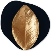 MuchoWow Organische wanddecoratie 40x40 cm - Organisch schilderij Bladeren - Luxe - Goud - Muurdecoratie woonkamer - Kamer decoratie - Schilderijen - Muurcirkel aesthetic
