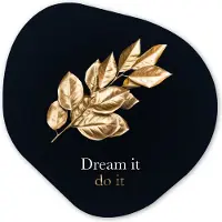MuchoWow Organische wanddecoratie 40x40 cm - Organisch schilderij Bladeren - Quotes - Black en gold - Muurdecoratie woonkamer - Kamer decoratie - Schilderijen - Muurcirkel aesthetic
