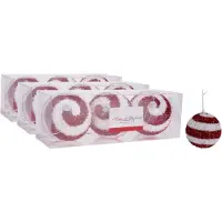 Home & Styling 9x stuks gedecoreerde kerstballen rood/wit kunststof diameter 10 cm - Kerstboom versiering