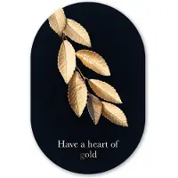 MuchoWow Muurovaal 40x60 cm - Ovale wanddecoratie Quote - Gold - Bladeren - Ovalen schilderij - Muurdecoratie woonkamer - Kamer decoratie - Schilderijen - Wandcirkel