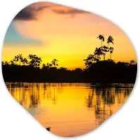 MuchoWow Organische wanddecoratie 60x60 cm - Organisch schilderij Water - Natuur - Zomer - Lucht - Muurdecoratie woonkamer - Kamer decoratie - Schilderijen - Muurcirkel aesthetic